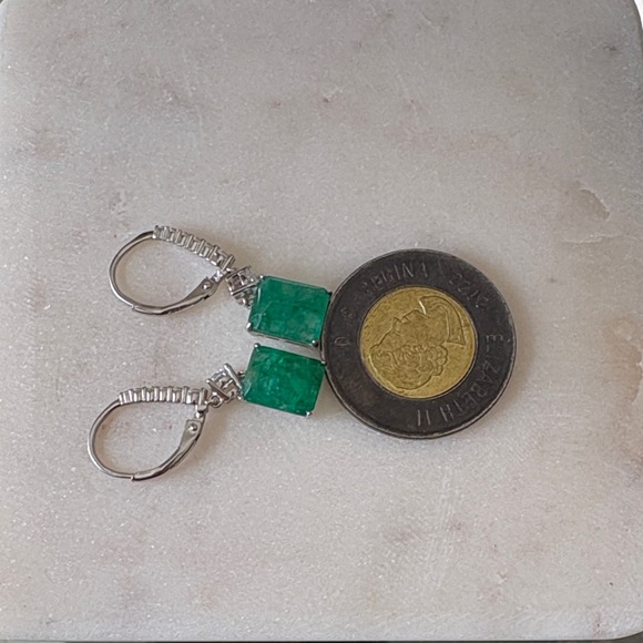 Natural Emerald Drop Earrings - Picture 5 of 13